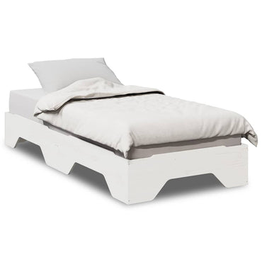 vidaXL Massivholzbett ohne Matratze Stapelbar Weiß 75x190 cm