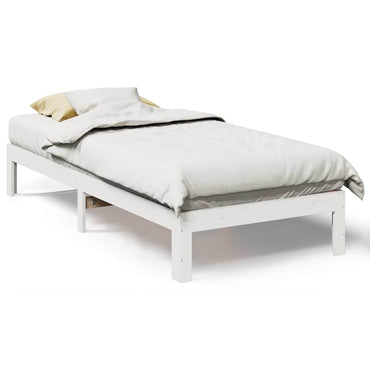 vidaXL Massivholzbett ohne Matratze Weiß 90x200 cm Kiefernholz