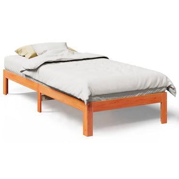 vidaXL Massivholzbett ohne Matratze Wachsbraun 90x200 Kiefernholz
