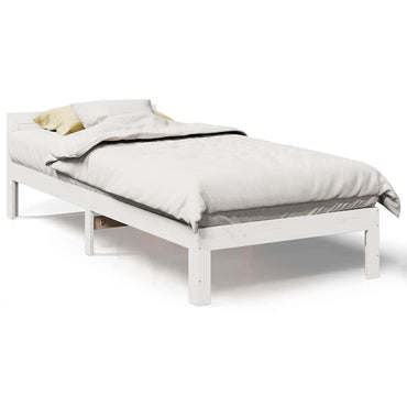 vidaXL Massivholzbett ohne Matratze Weiß 90x200 cm Kiefernholz
