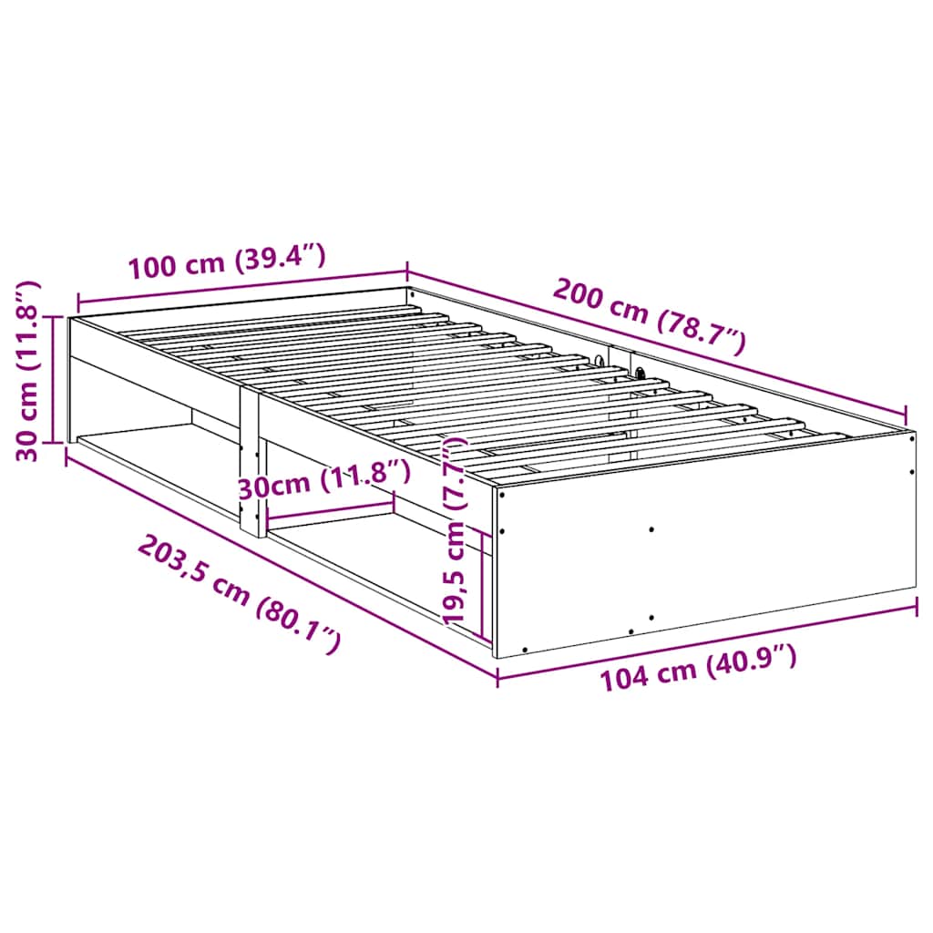 vidaXL Tagesbett ohne Matratze Weiß 100x200 cm Massivholz Kiefer
