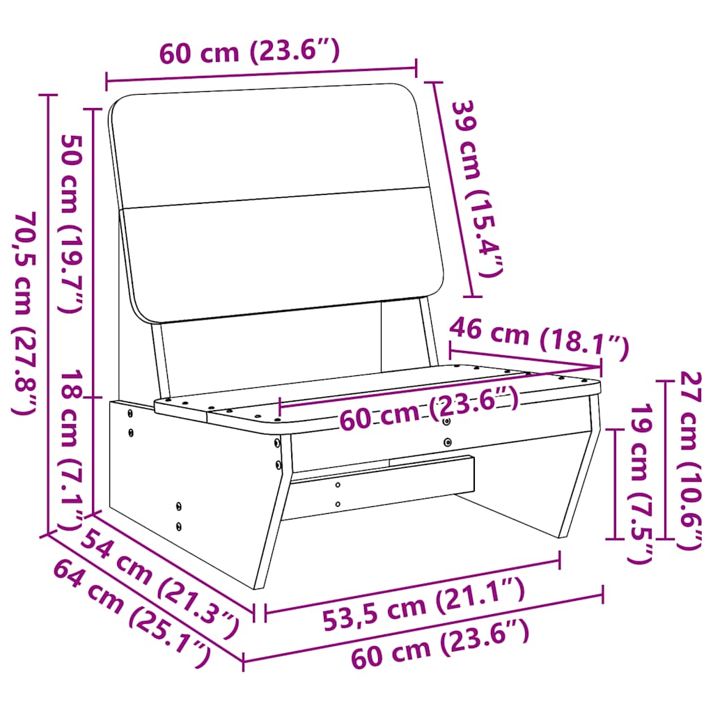 vidaXL Gartenstuhl 60x64x70,5 cm Massivholz Kiefer
