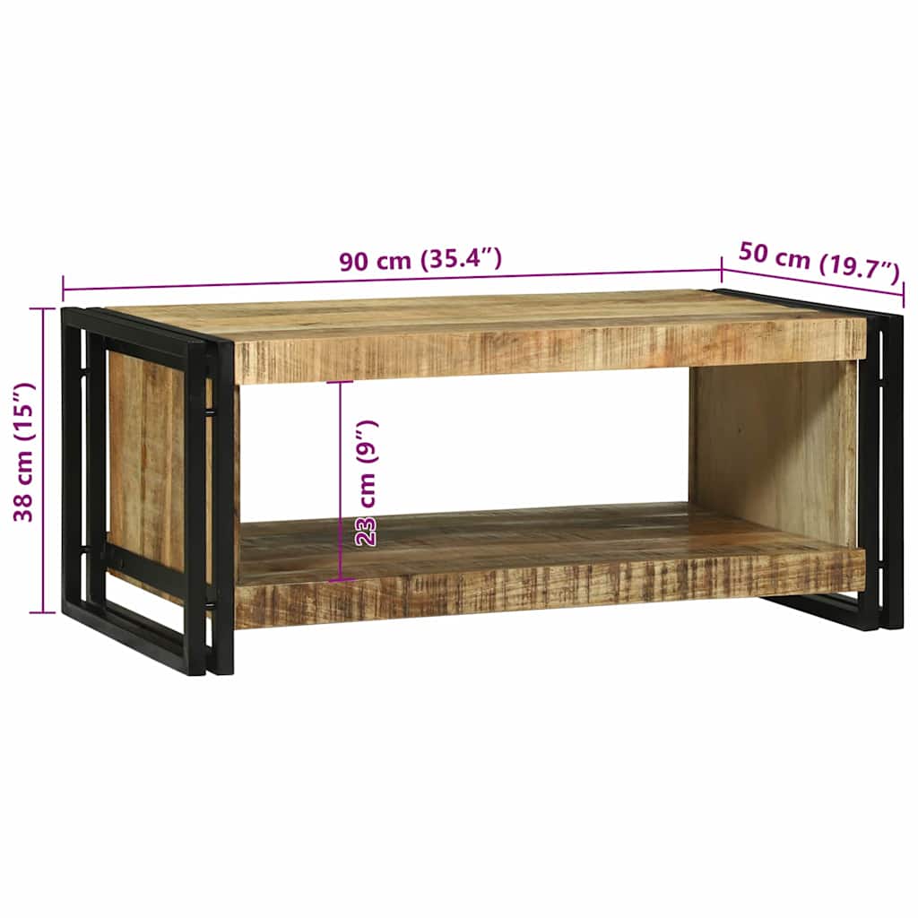 vidaXL Couchtisch Braun 90 x 50 x 38 cm Massivholz Mango