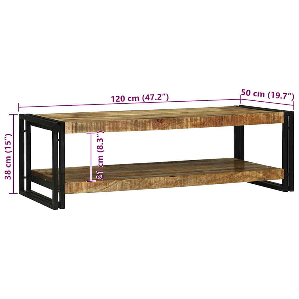 vidaXL Couchtisch Braun 120 x 50 x 38 cm Massivholz Mango