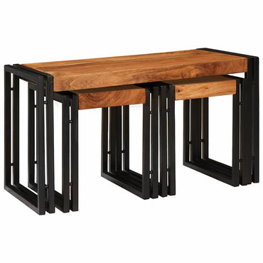 vidaXL Nestingtisch 3 pcs Massivholz Akazie und Metall