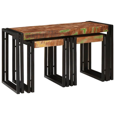 vidaXL Nestingtisch 3 pcs Massives Recyclingholz und Metall