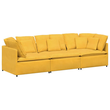vidaXL Modulares Sofa mit Kissen Cordstoff Hellgelb
