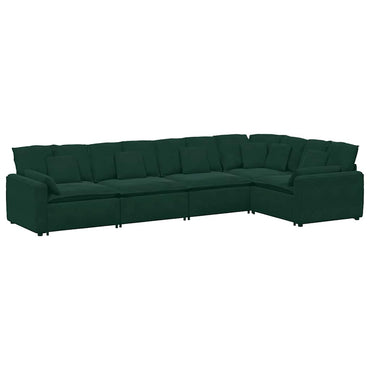 vidaXL Canapé modulaire avec coussins Velours Vert foncé