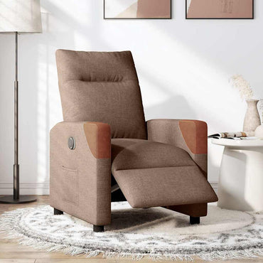 vidaXL Fauteuil de Relaxation Électrique Marron Tissu