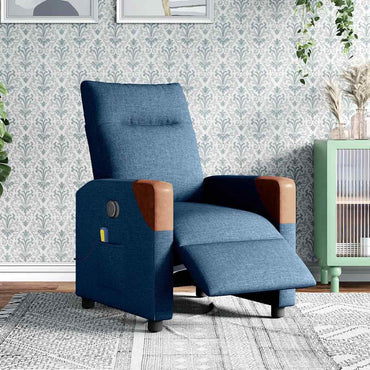 vidaXL Massagesessel Elektrisch Blau Stoff