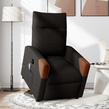 vidaXL Elektrischer Massagesessel mit Aufstehhilfe Schwarz Stoff