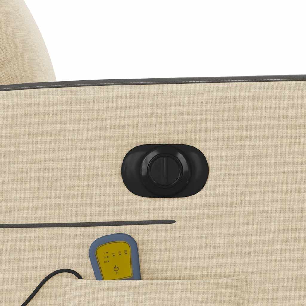 vidaXL Fauteuil de massage électrique Crème Tissu