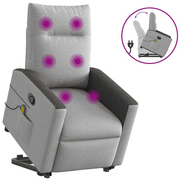 vidaXL Fauteuil de massage inclinable et releveur en tissu gris nuage