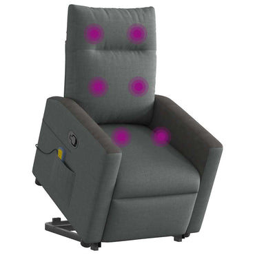vidaXL Fauteuil de massage releveur gris foncé en tissu