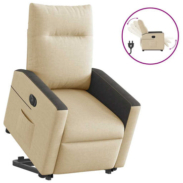 vidaXL Fauteuil relax électrique releveur en tissu crème