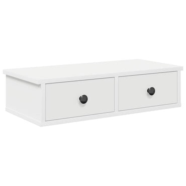 vidaXL Étagère murale avec tiroirs blanc 60x28x15 cm Bois d'ingénierie