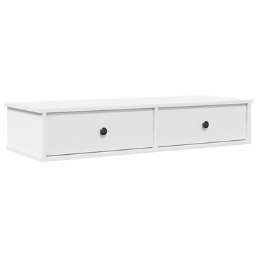vidaXL Wandregal mit Schubladen Weiß 100x37,5x19 cm Holzwerkstoff