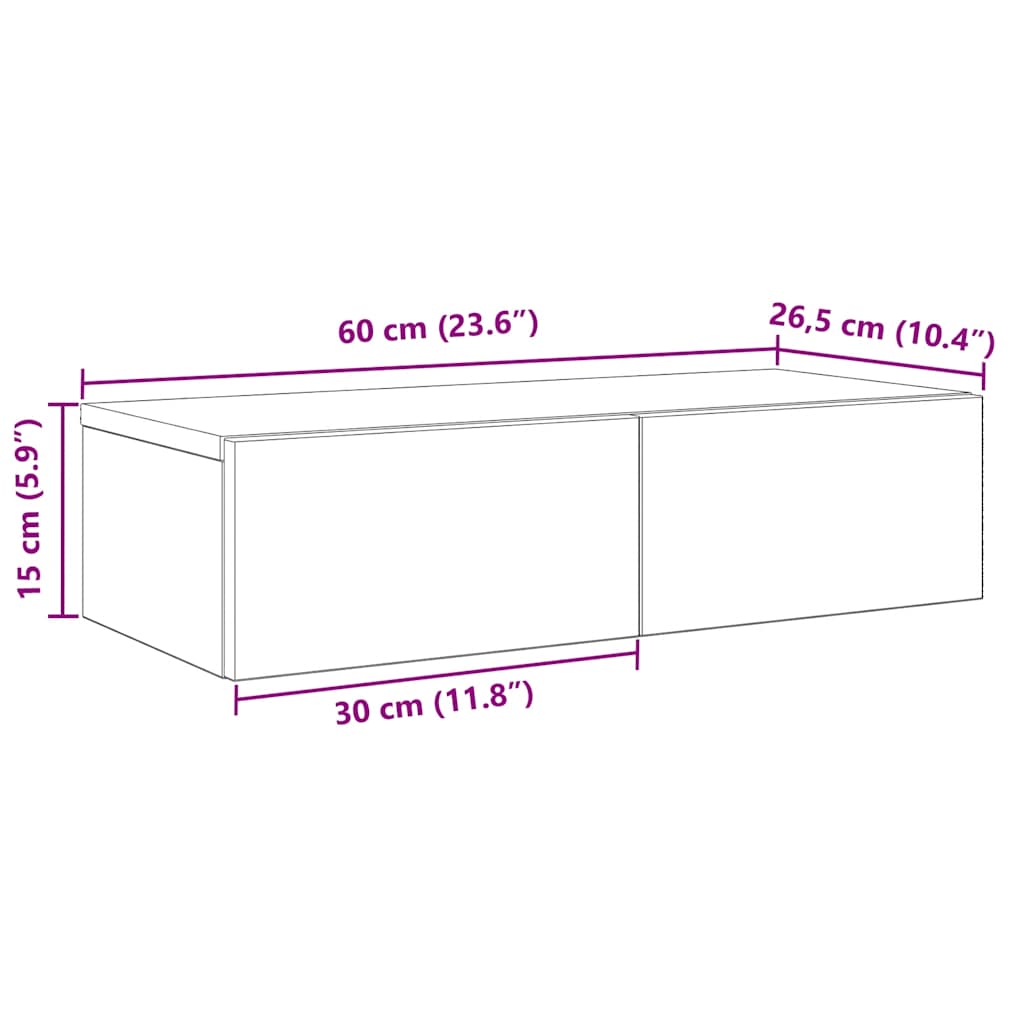 vidaXL Wandregal mit Schubladen Sonoma-Eiche 60x26,5x15 cm