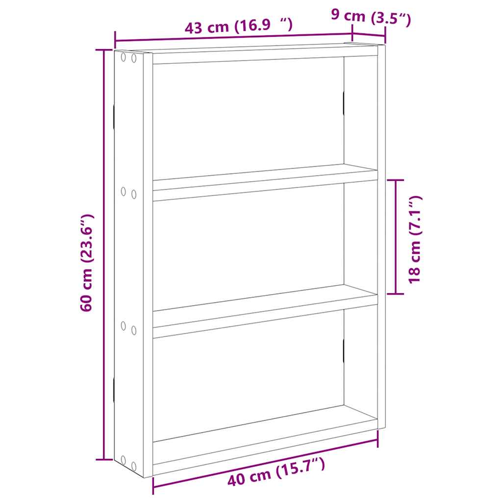 vidaXL Wandregal Altholz-Optik 43x9x60 cm Holzwerkstoff