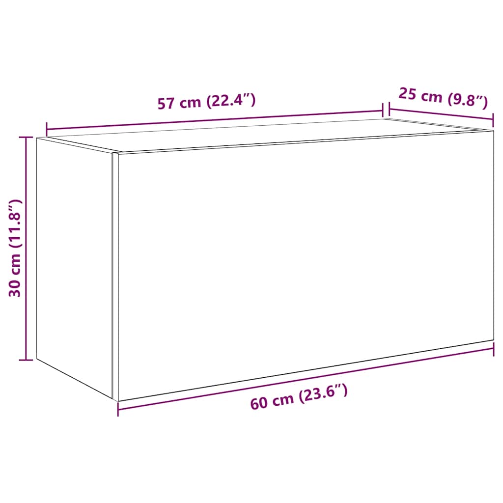 vidaXL Bad-Wandschrank Schwarz 60x25x30 cm Holzwerkstoff