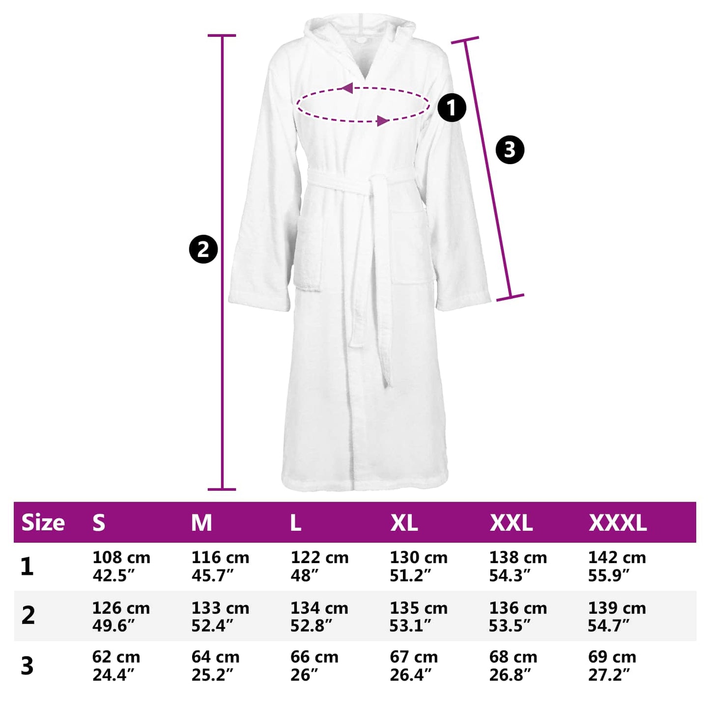 Bademantel KINN Weiß L Baumwolle