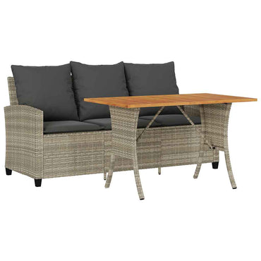 vidaXL Canapé de jardin 3 places avec coussins et table Gris clair Résine tressée