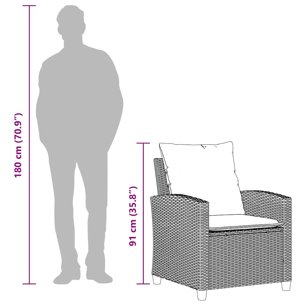 vidaXL Salon de jardin 4 pcs avec coussins Gris Résine tressée