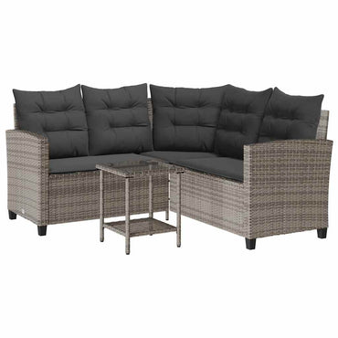 vidaXL Canapé d'angle de jardin avec table et coussins Gris résine tressée