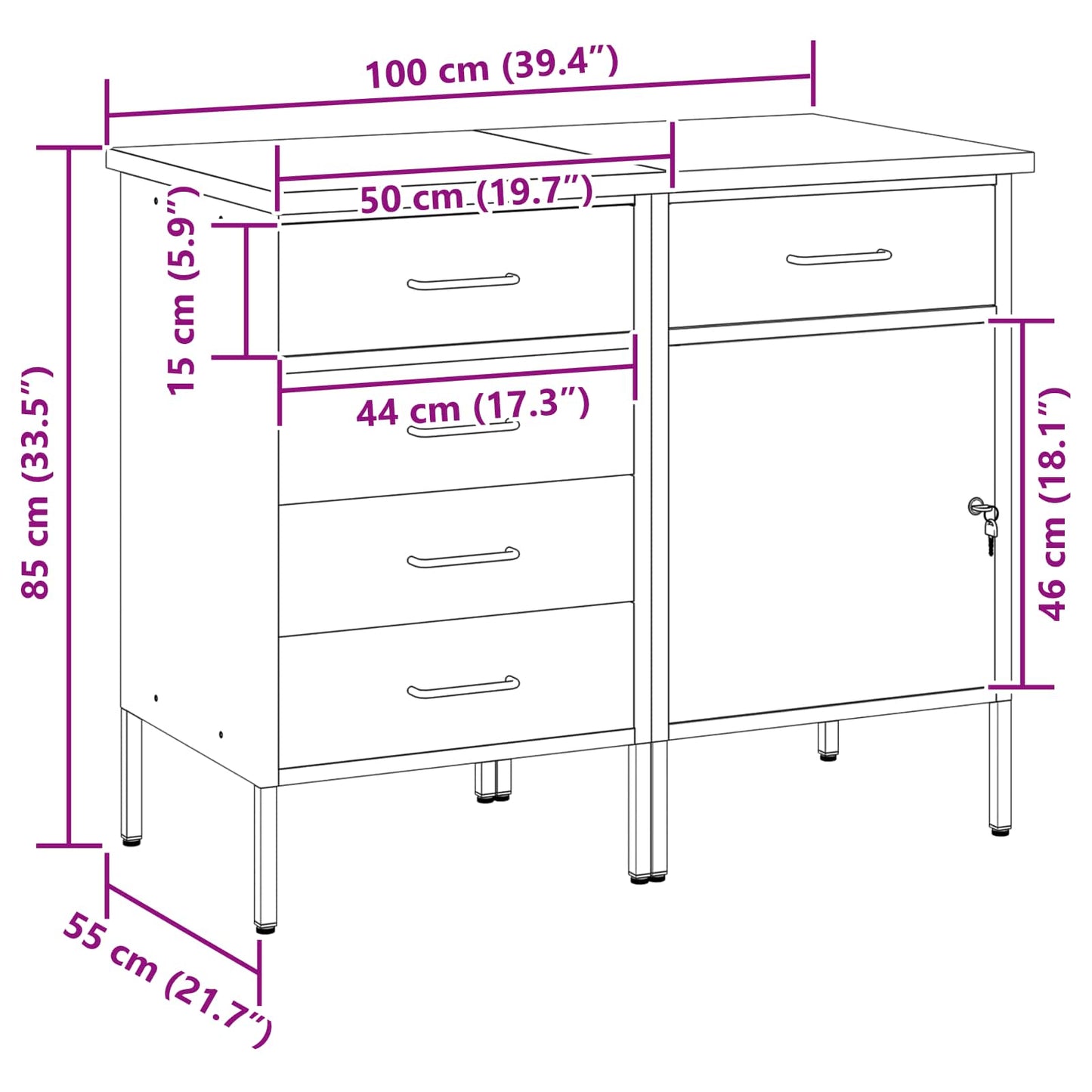 Werkbank mit Schubladen 2 pcs Rot und Grau 75 x 45 x 85 cm