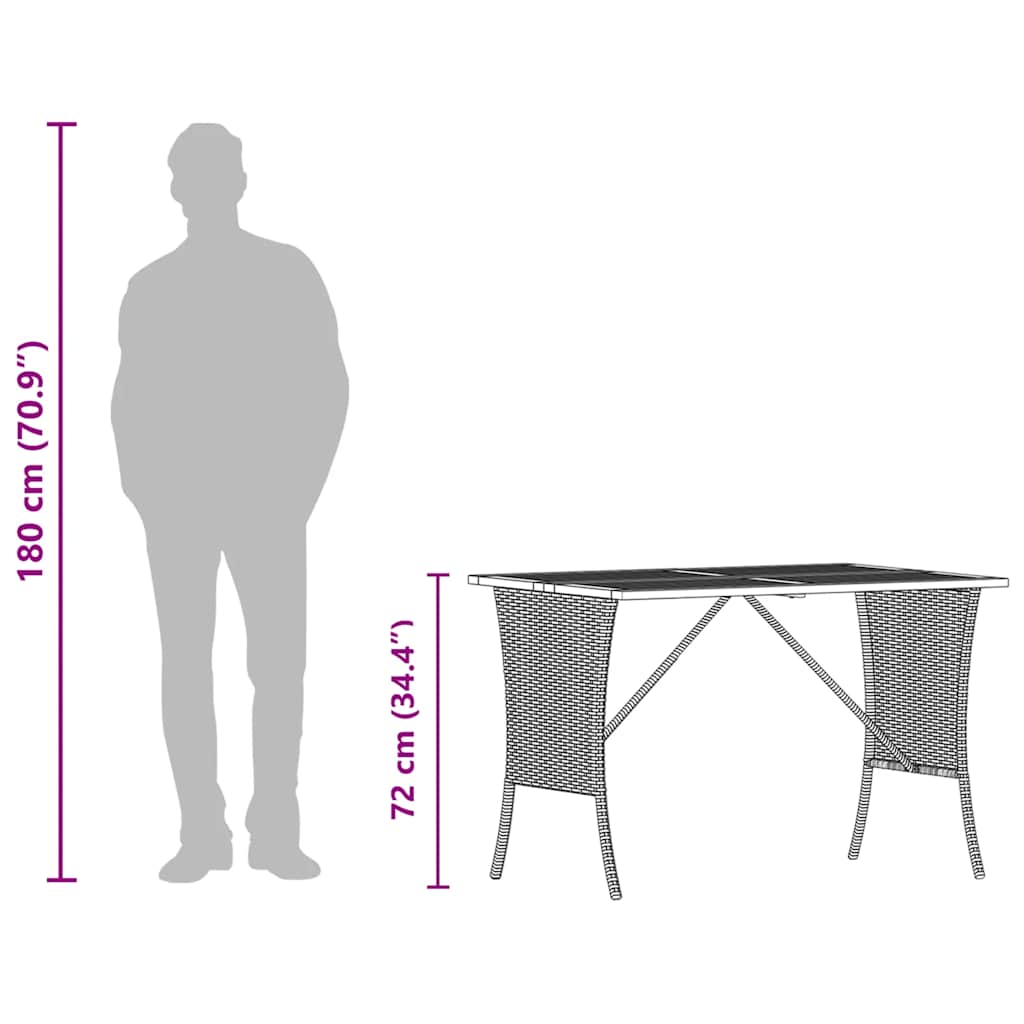 vidaXL Table de jardin en polyrotin avec plateau en bois d'acacia 105x75x72 cm