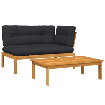 vidaXL 2-tlg. Garten-Sofagarnitur aus Paletten mit Kissen Akazienholz