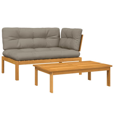 vidaXL Salon de jardin 2 places en palette avec coussins Bois d'acacia