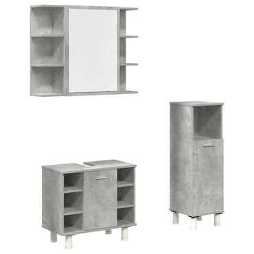 vidaXL Ensemble de meubles de salle de bain 3 pcs Gris béton Bois d'ingénierie