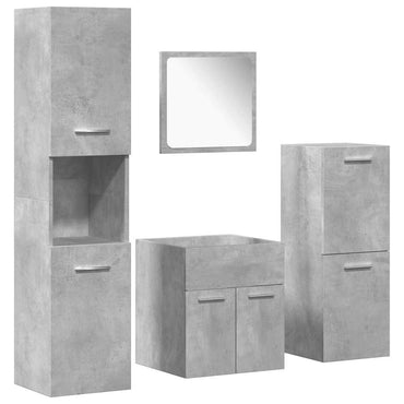 vidaXL 4-tlg. Badmöbel-Set Betongrau Holzwerkstoff