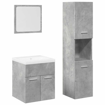 vidaXL 4-tlg. Badmöbel-Set Betongrau Holzwerkstoff