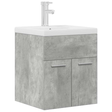 vidaXL Meuble sous-vasque avec lavabo intégré et robinet Gris béton