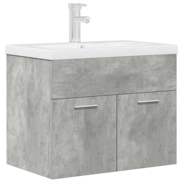 vidaXL Waschbeckenunterschrank mit Einbaubecken Wasserhahn Betongrau