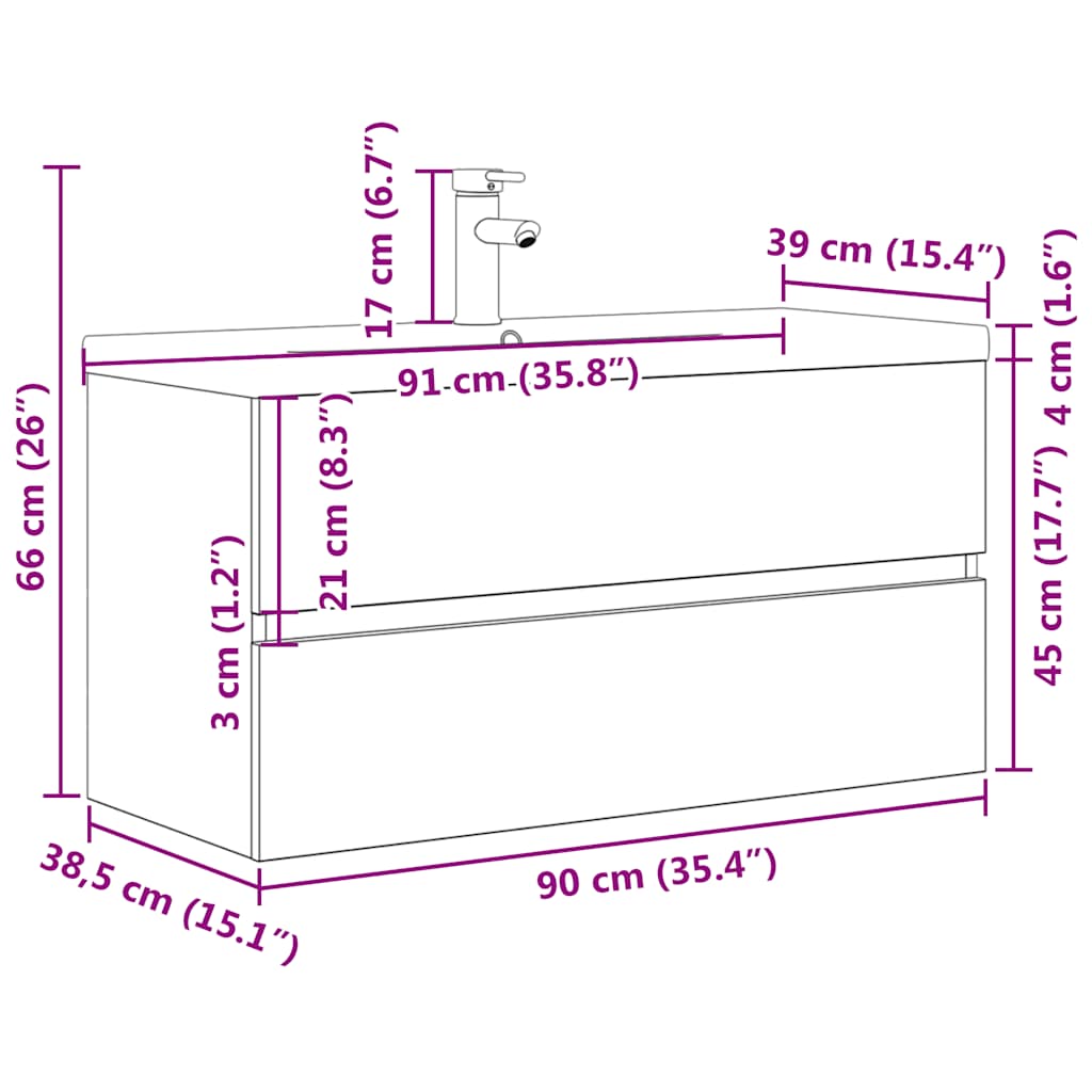 vidaXL Ensemble de meubles de salle de bain 2 pcs Gris béton Bois d'ingénierie