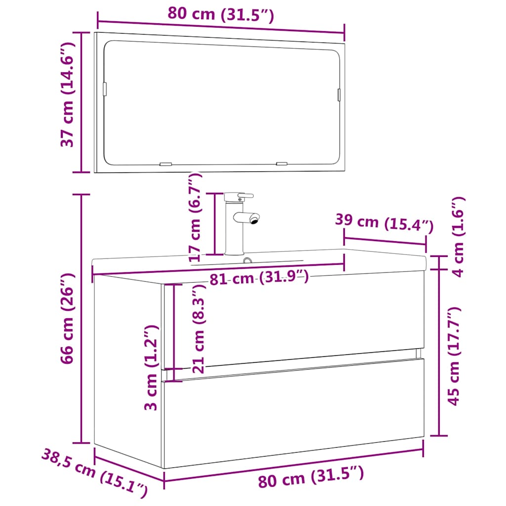 vidaXL Ensemble de meubles de salle de bain 3 pcs Gris béton Bois d'ingénierie