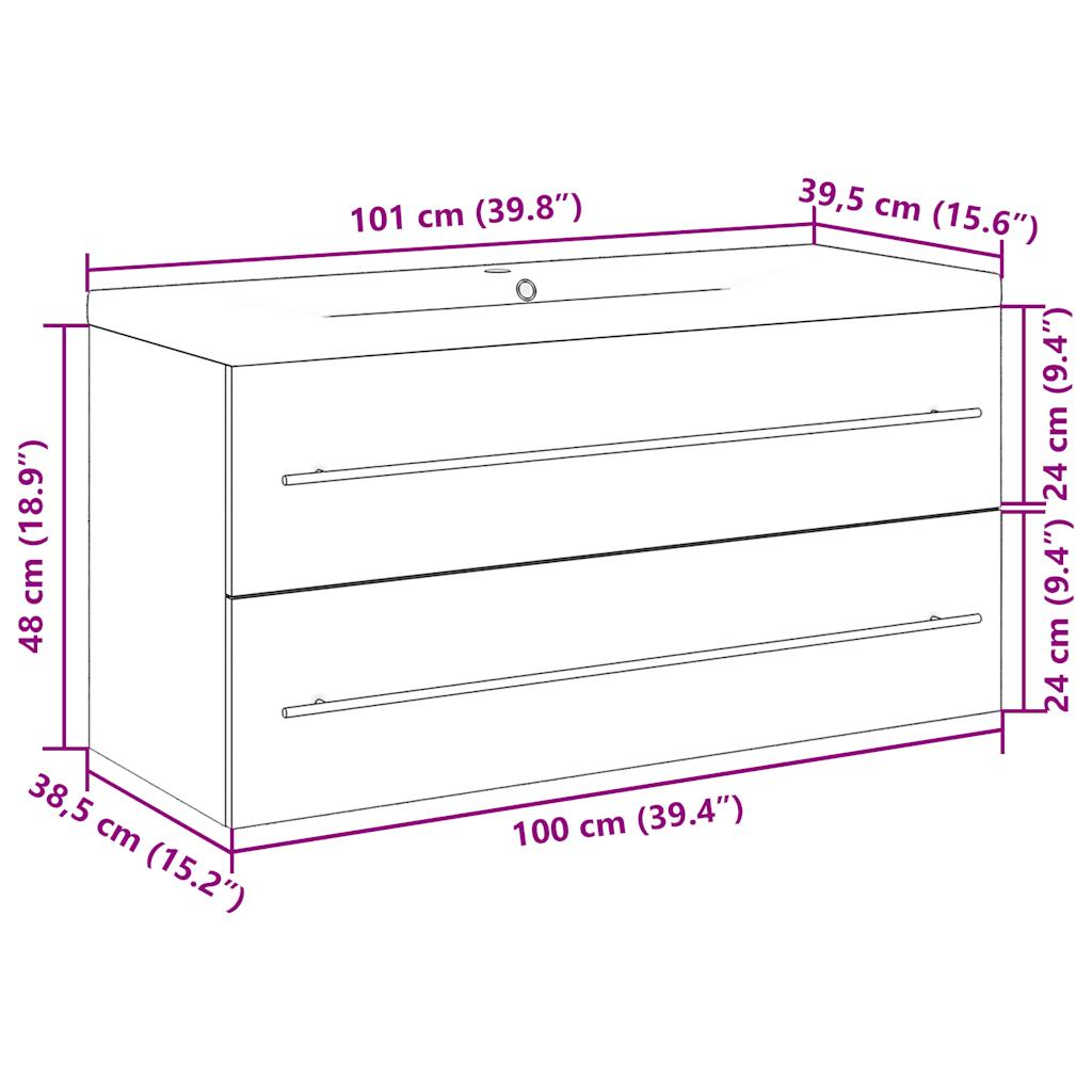 vidaXL Ensemble de meubles de salle de bain 2 pcs Gris béton Bois d'ingénierie