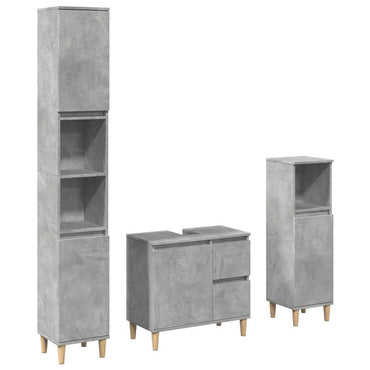 vidaXL 3-tlg. Badmöbel-Set Betongrau Holzwerkstoff