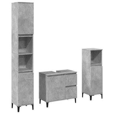 vidaXL Ensemble de meubles de salle de bain 3 pcs Gris béton Bois d'ingénierie