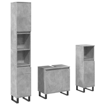 vidaXL Ensemble de meubles de salle de bain 3 pcs Gris béton Bois d'ingénierie