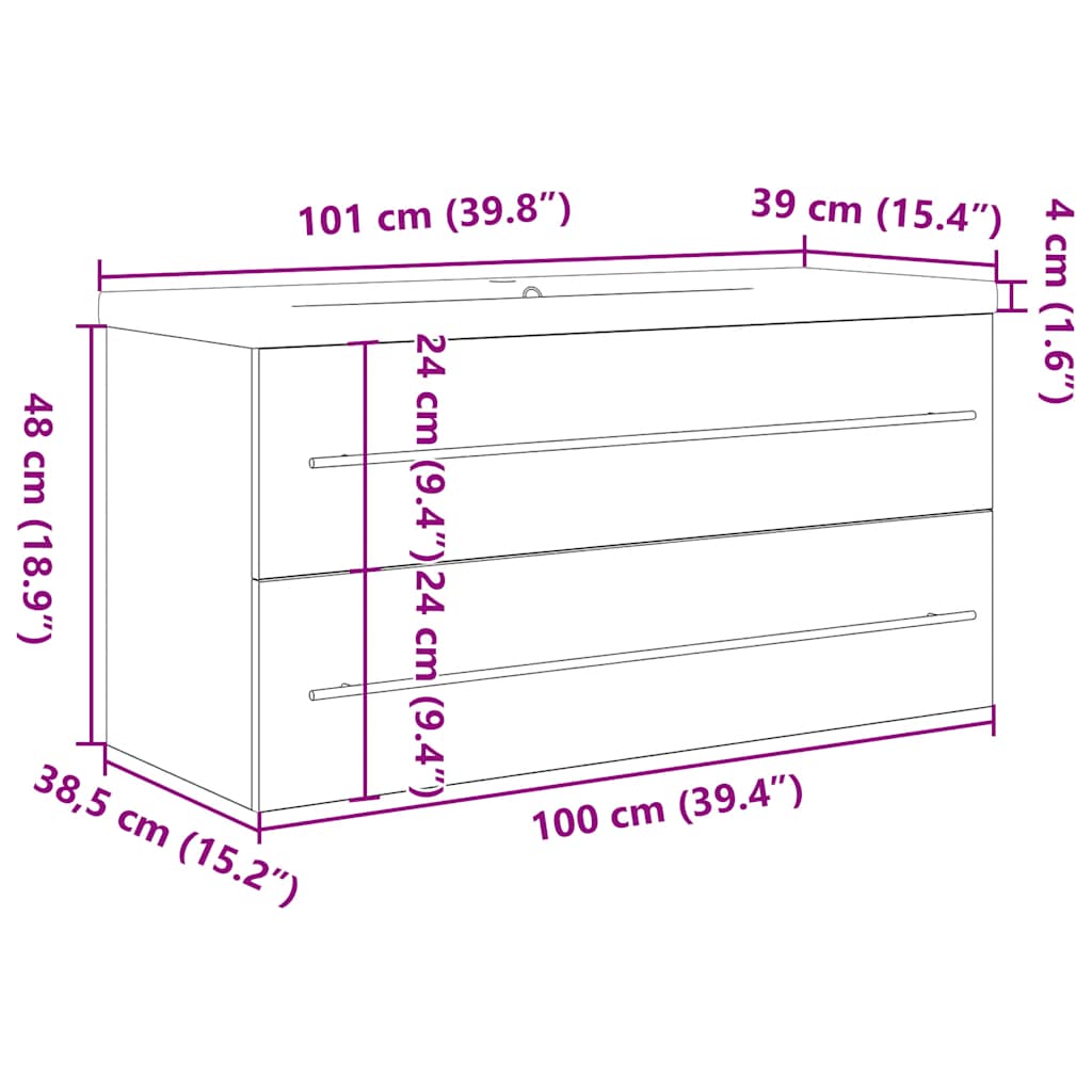 vidaXL Ensemble de meubles de salle de bain 2 pièces Aggloméré chêne Sonoma