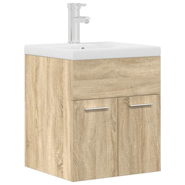 Meuble sous-vasque vidaXL avec lavabo intégré et robinet Chêne Sonoma