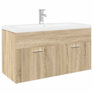Meuble sous-vasque avec lavabo intégré chêne Sonoma vidaXL