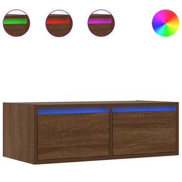 vidaXL TV-Schrank mit LED-Leuchten Braun Eichen-Optik 75x35,5x25 cm