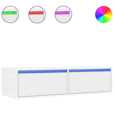 vidaXL TV-Schrank mit LED-Leuchten Weiß 100x35,5x25 cm