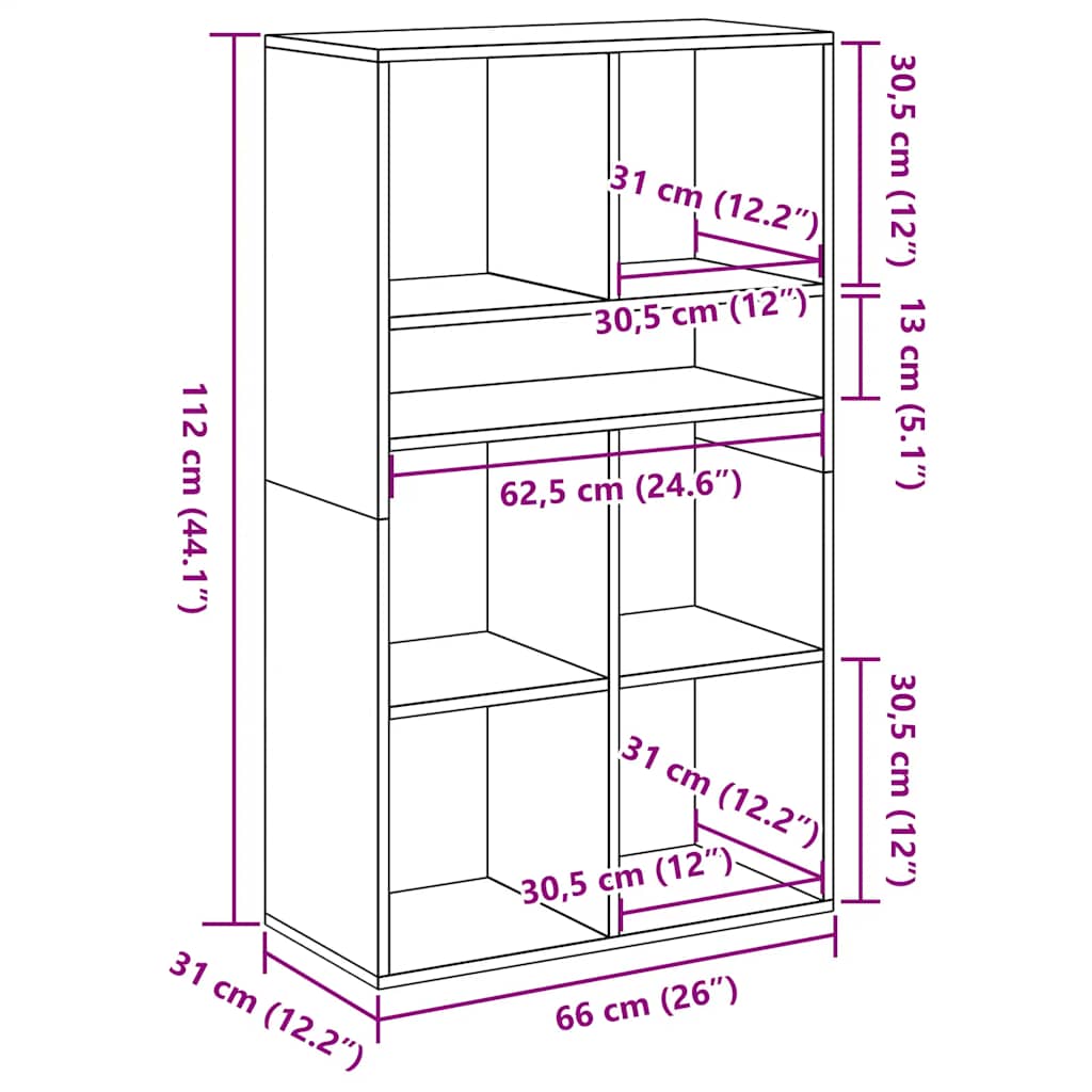 vidaXL Bibliothèque chêne fumé 66x31x112 cm bois d'ingénierie
