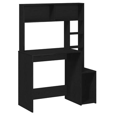 vidaXL Bureau avec étagère Noir 100x45x140 cm Bois d'ingénierie